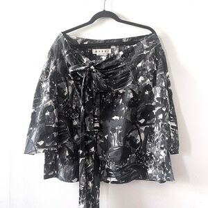 Marni Abstract Print Boatneck Cotton Top IT 46